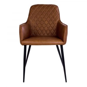 Harbo spisebordstol i brun kunst læder