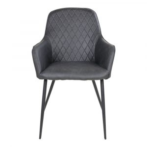 Harbo spisebordstol i grå kunst læder